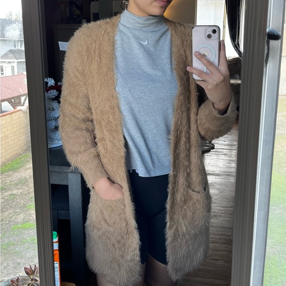 Light brown furry cardigan - Picture 1 of 8